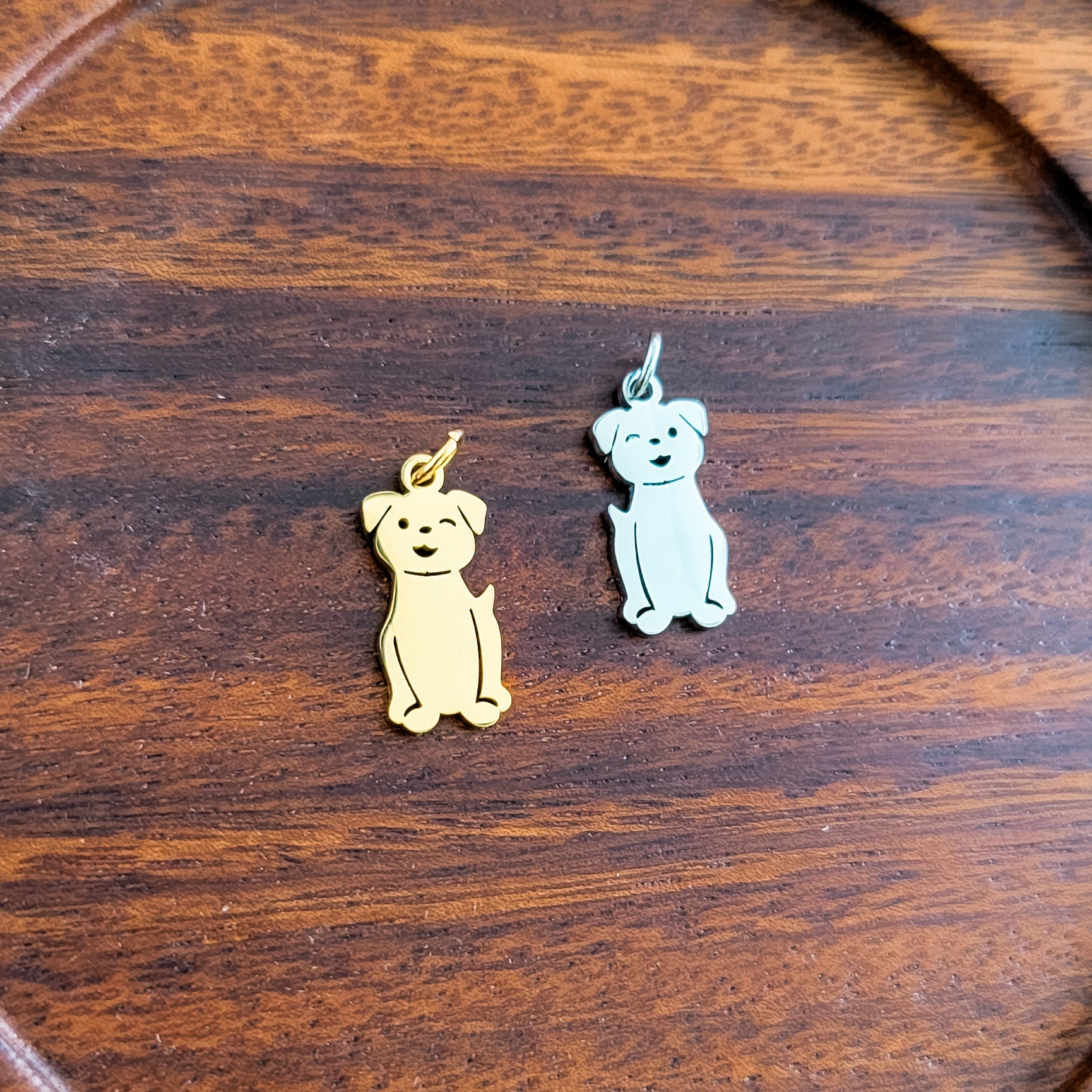 Dog Charms with Attached Jump Rings (Silver or Gold), 5 Total, Metal Blank 148 - 