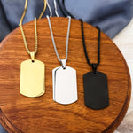 Dog Tag Box Chain Necklace (Silver or Gold), 1 Total, Metal Blank 139 - 