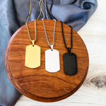 Dog Tag Box Chain Necklace (Silver or Gold), 1 Total, Metal Blank 139 - 