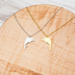 Dolphin Pendant Necklace (Silver or Gold), 1 Total, Metal Blank 130 - 
