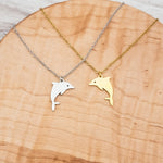 Dolphin Pendant Necklace (Silver or Gold), 1 Total, Metal Blank 130 - 