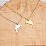 Dolphin Pendant Necklace (Silver or Gold), 1 Total, Metal Blank 130 - 