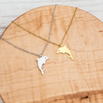 Dolphin Pendant Necklace (Silver or Gold), 1 Total, Metal Blank 130 - 