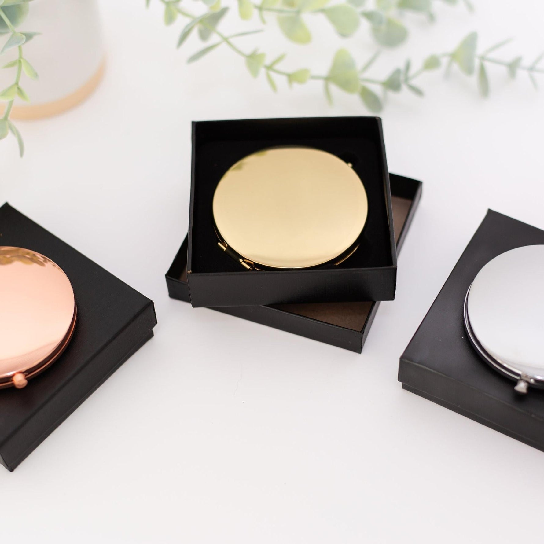 Elegant Compact Mirror (Gold, Silver, or Rose Gold), 1 Piece, Metal Blank 54 - 