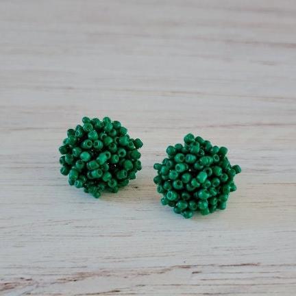Emerald Green 15mm Small Seed Bead Topper, 1 Pair, Seed Bead 25 - 