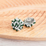 Emerald Green and White Mix 15mm Small Seed Bead Topper, 1 Pair, Seed Bead 81 - 