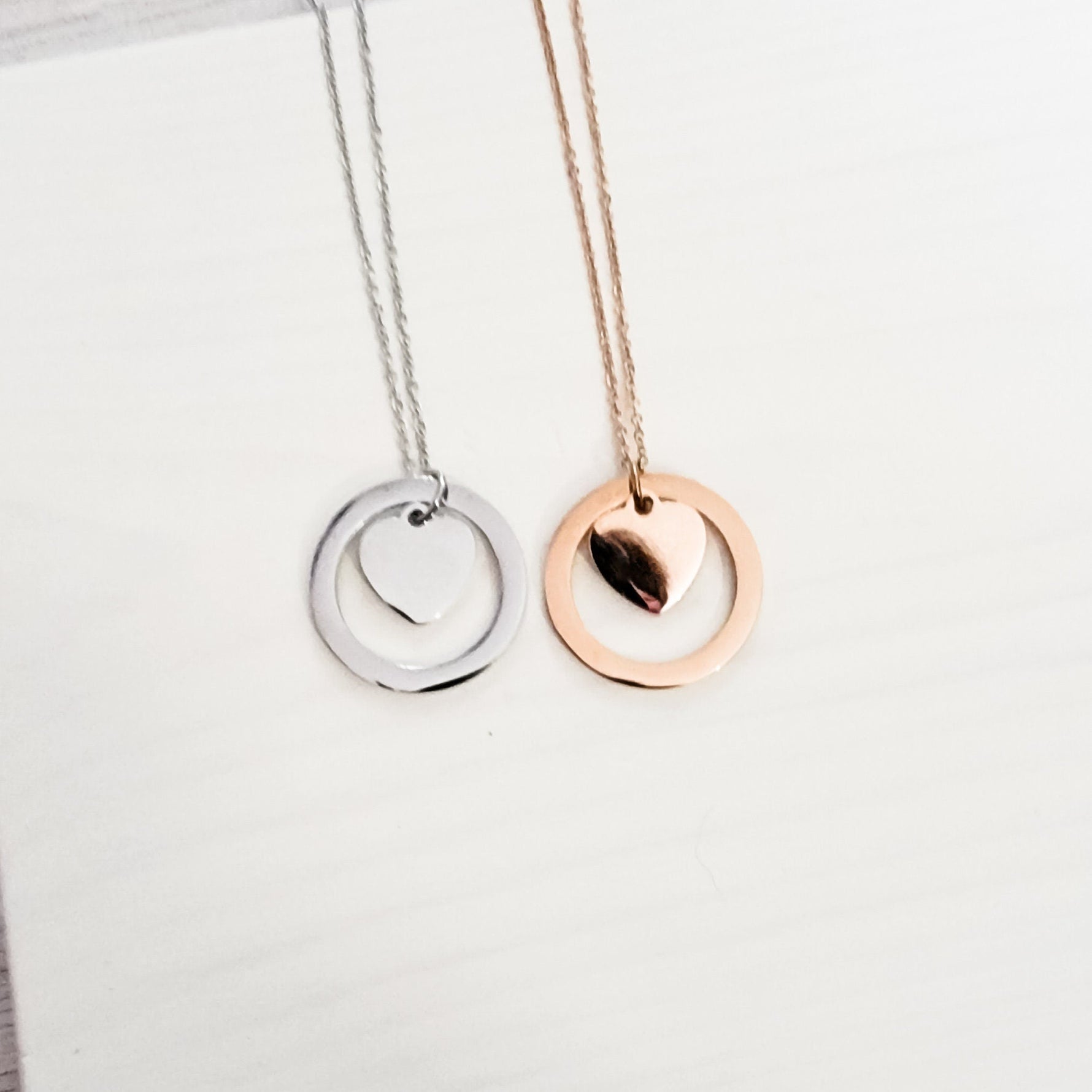 Encircled Heart Necklace (Silver or Gold), 1 Total, Metal Blank 25 - 