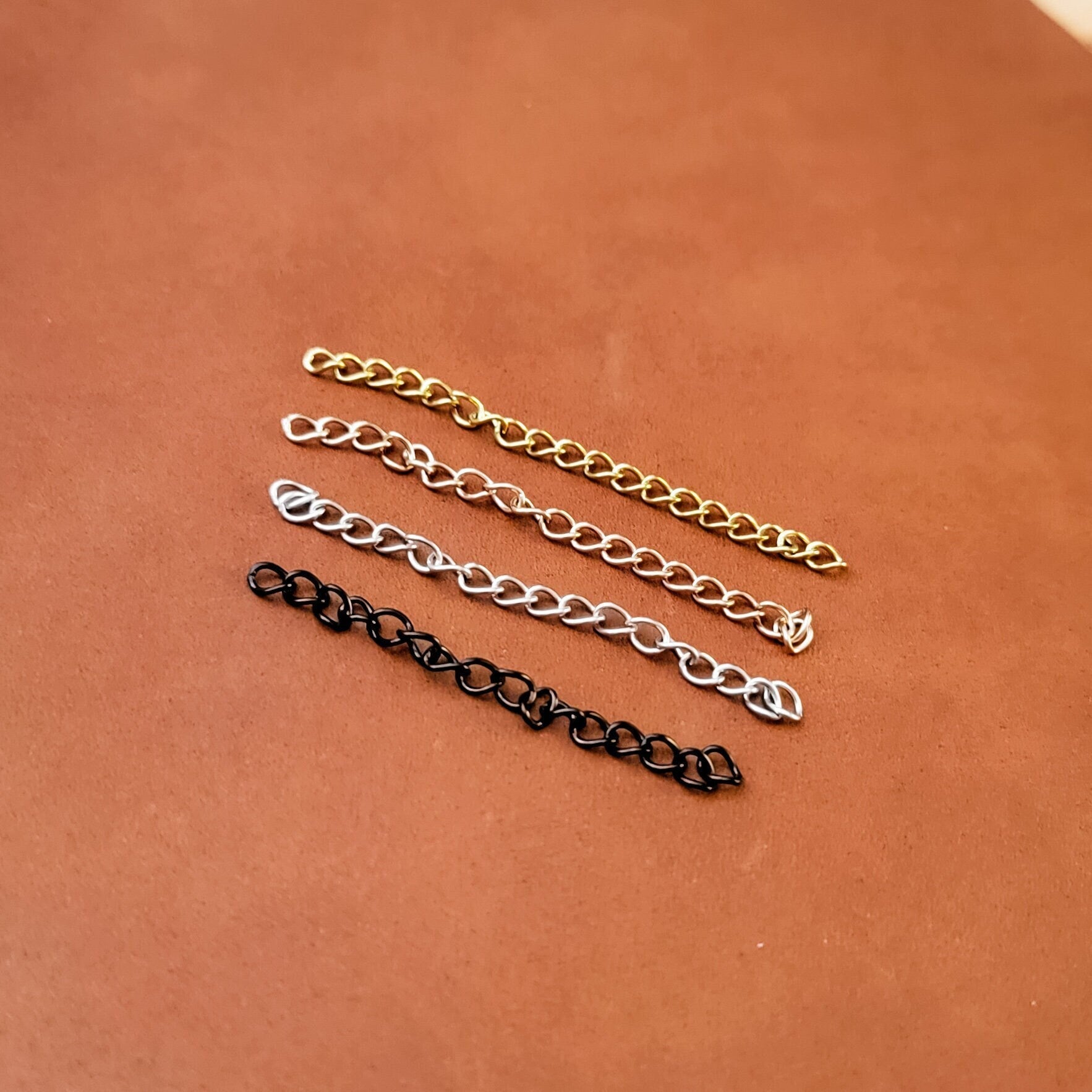 Extender Chains (Silver, Gold, Rose Gold, or Black), 10 Pieces, Metal Blank 30 - 