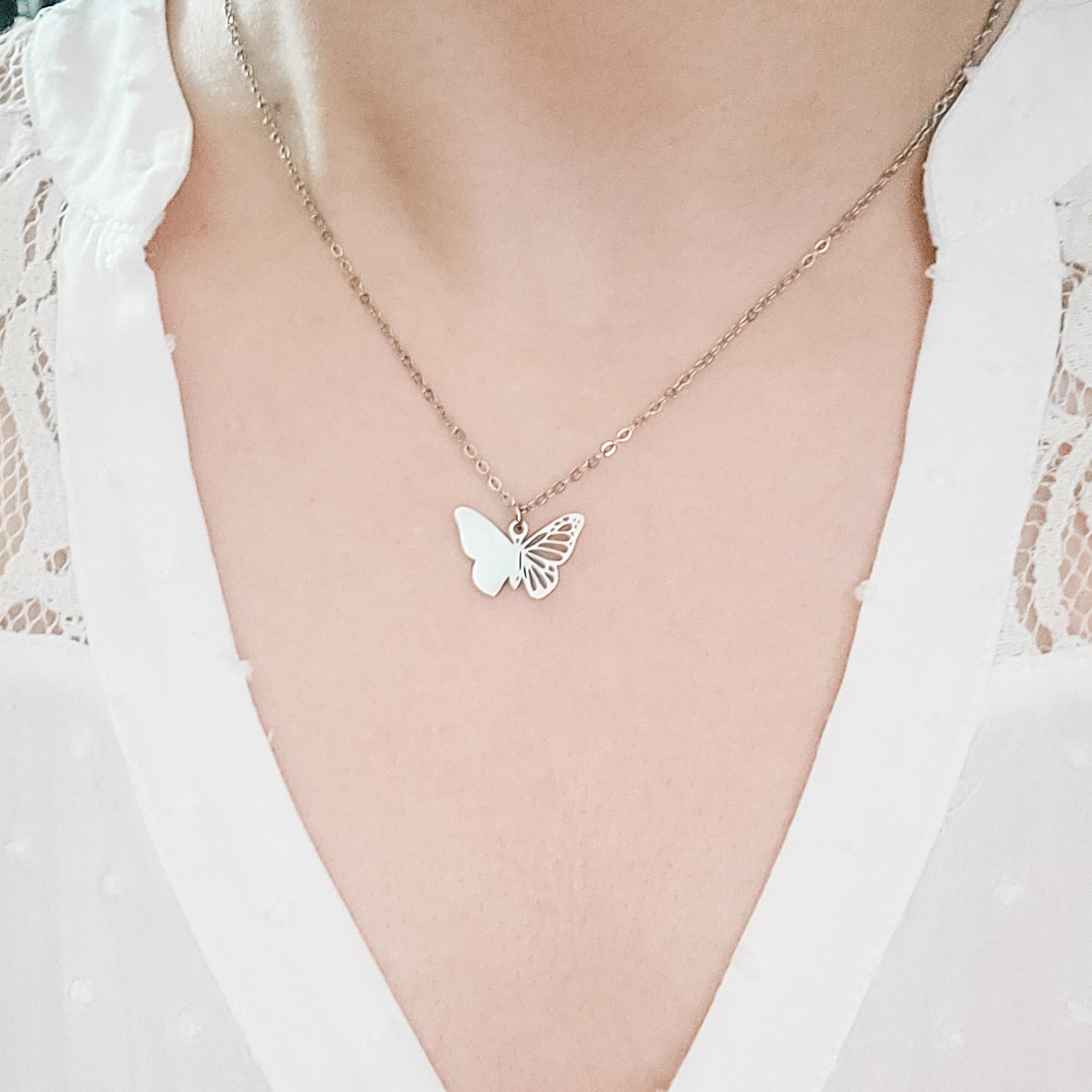 Filigree Butterfly Necklace (Silver or Gold), 1 Total, Metal Blank 125 - 