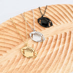 Football Pendant Necklace (Silver, Gold, or Black), 1 Total, Metal Blank 79 - 