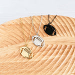 Football Pendant Necklace (Silver, Gold, or Black), 1 Total, Metal Blank 79 - 