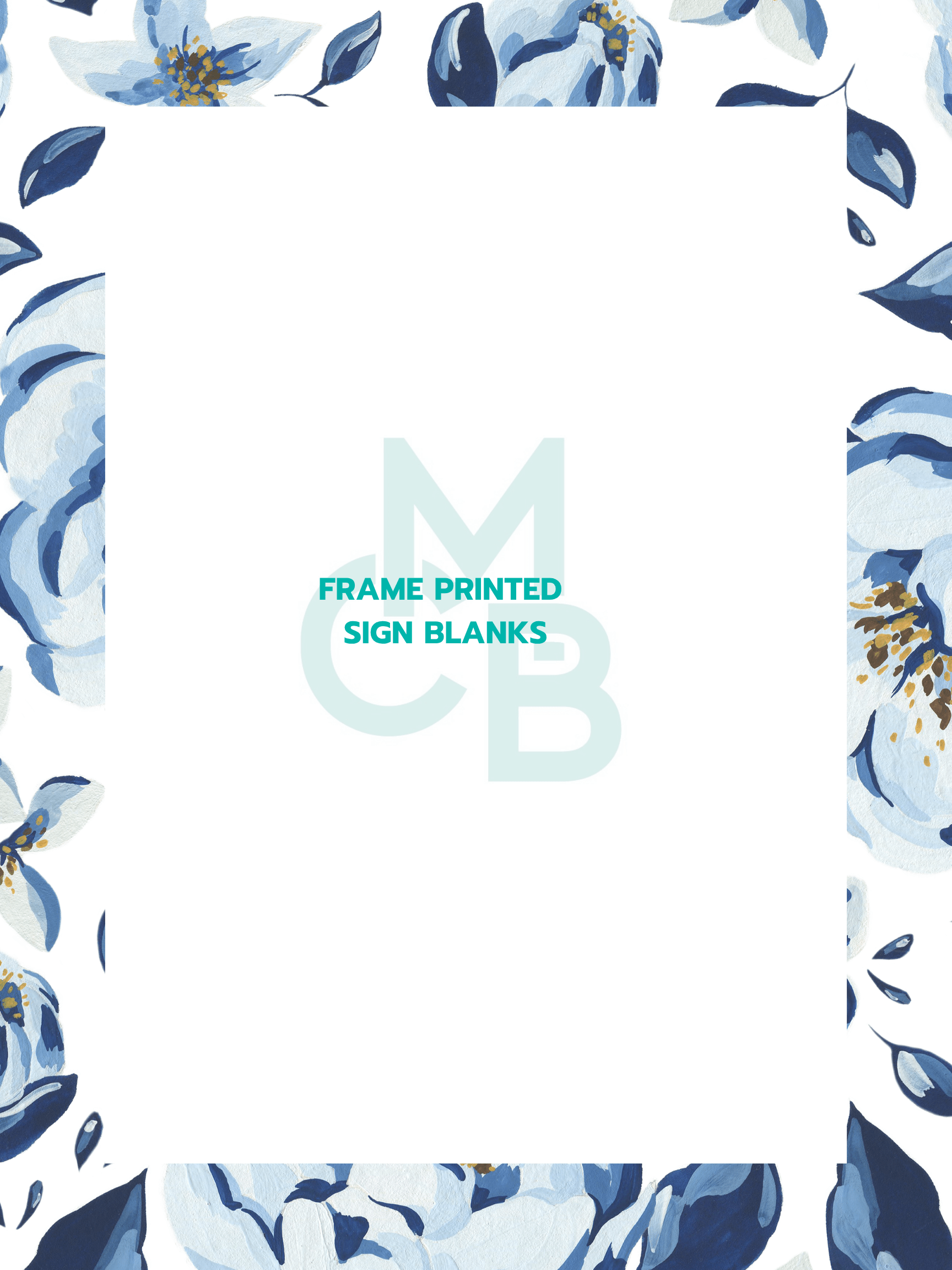 Frame Printed Acrylic Sign Blanks | Abstract Blue Floral - Acrylic Blanks