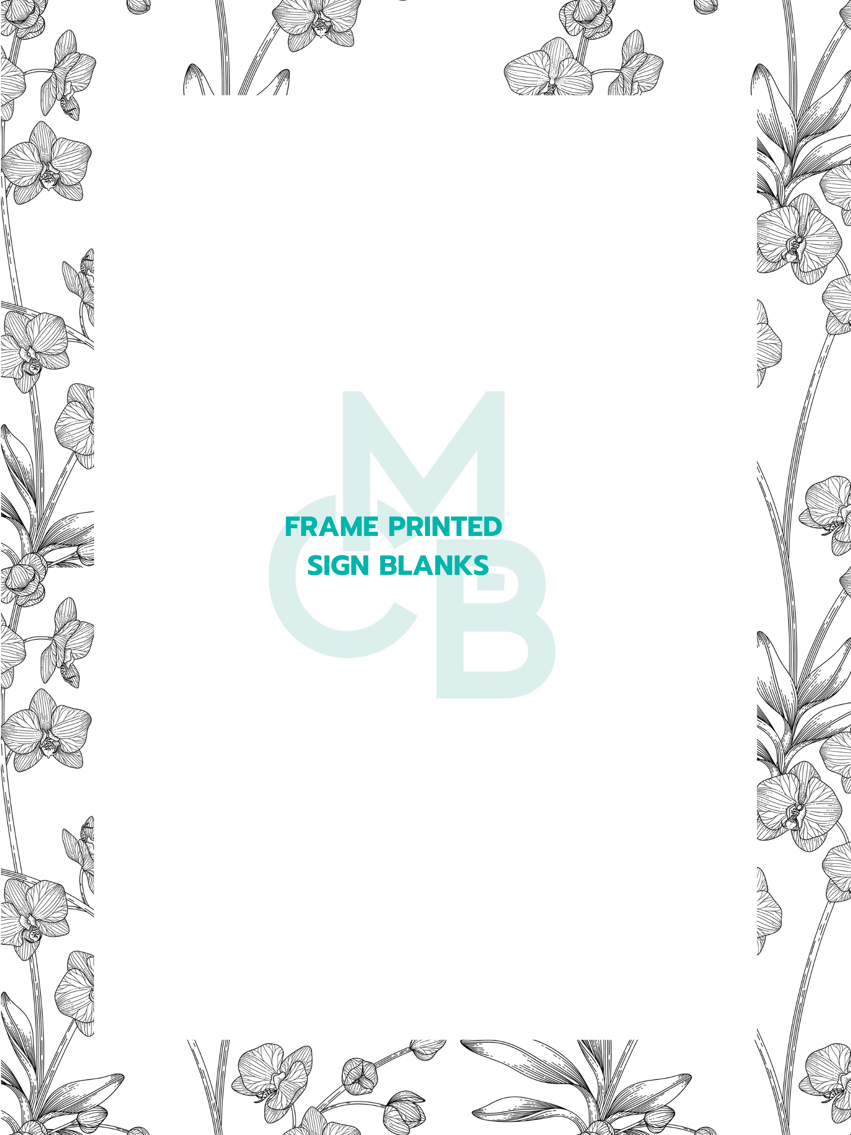 Frame Printed Acrylic Sign Blanks | Black Floral Lines - Acrylic Blanks