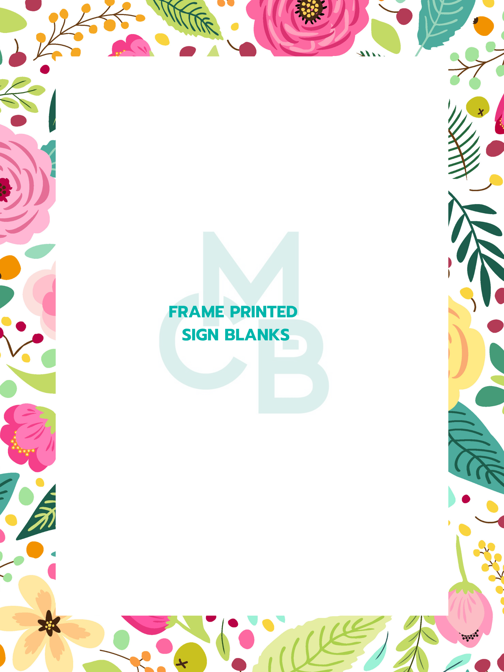 Frame Printed Acrylic Sign Blanks | Bright Floral - Acrylic Blanks
