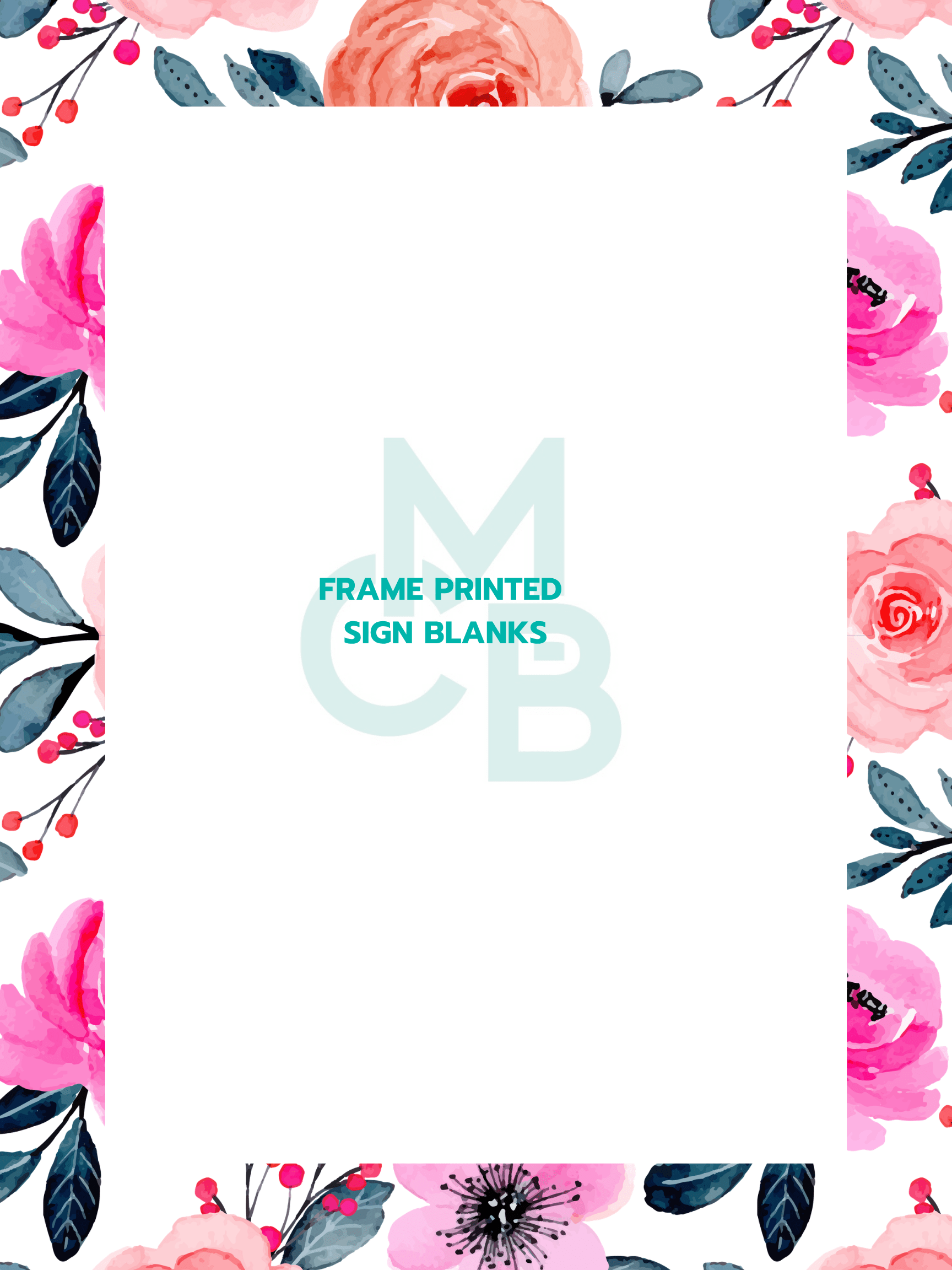 Frame Printed Acrylic Sign Blanks | Bright Pink Floral - Acrylic Blanks