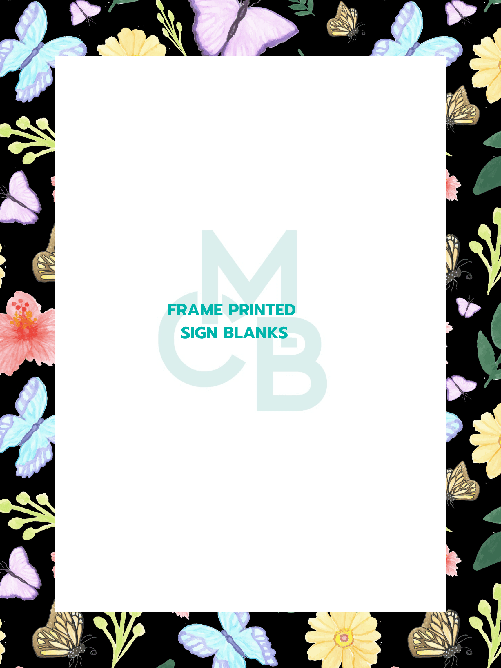Frame Printed Acrylic Sign Blanks | Butterflies on Black - Acrylic Blanks