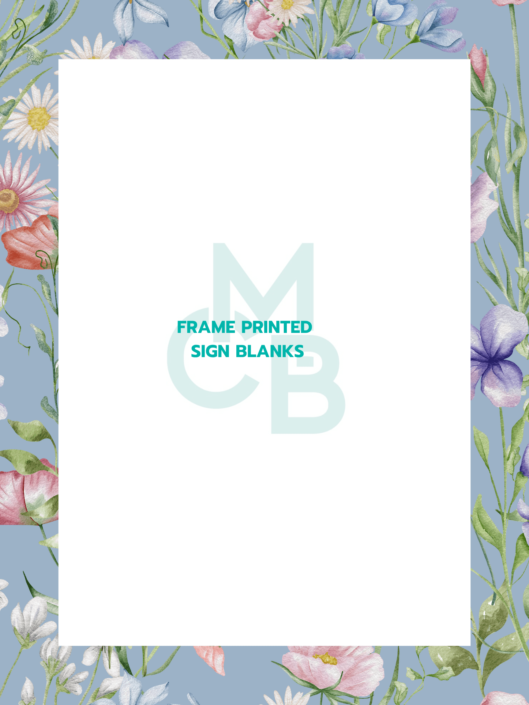 Frame Printed Acrylic Sign Blanks | Dusty Blue Flowers - Acrylic Blanks