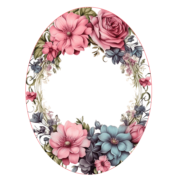 Frame Printed Acrylic Sign Blanks | Floral Oval | Cut To Shape - Acrylic Blanks