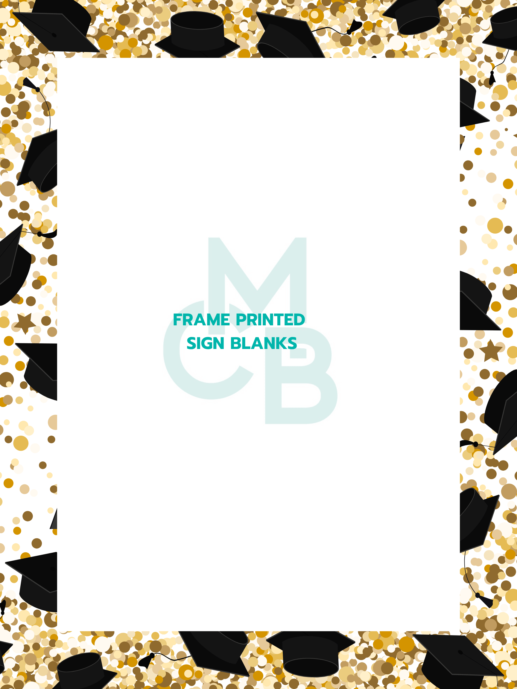 Frame Printed Acrylic Sign Blanks | Graduation Caps & Gold Confetti - Acrylic Blanks