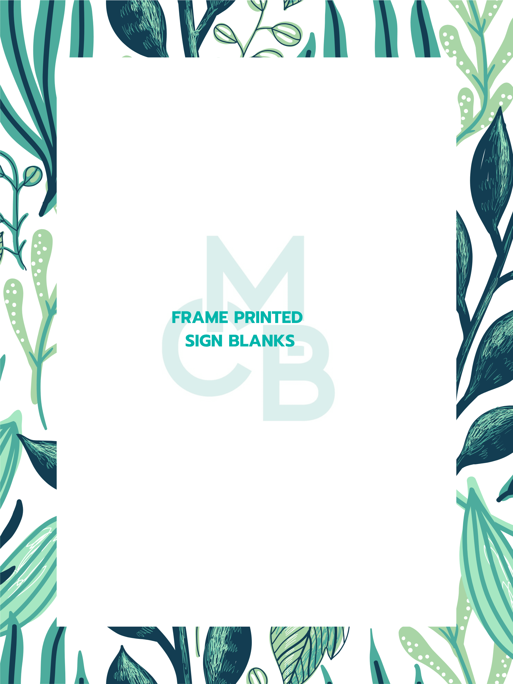 Frame Printed Acrylic Sign Blanks | Green Florals - Acrylic Blanks