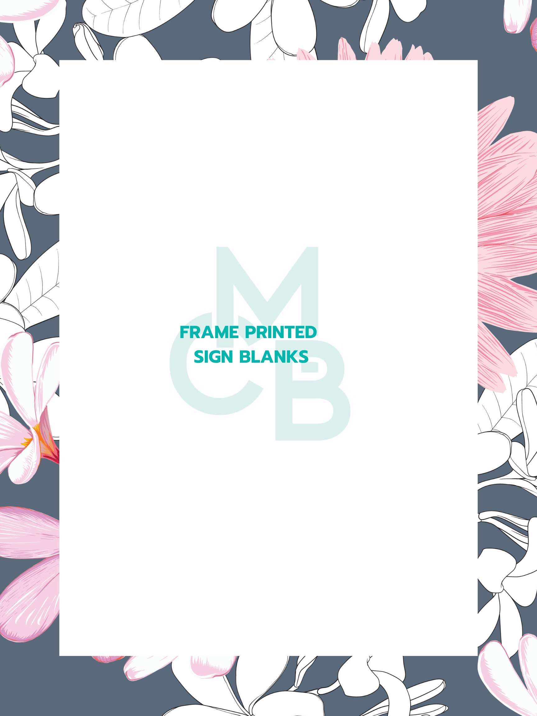 Frame Printed Acrylic Sign Blanks | Pink & Blue Floral - Acrylic Blanks