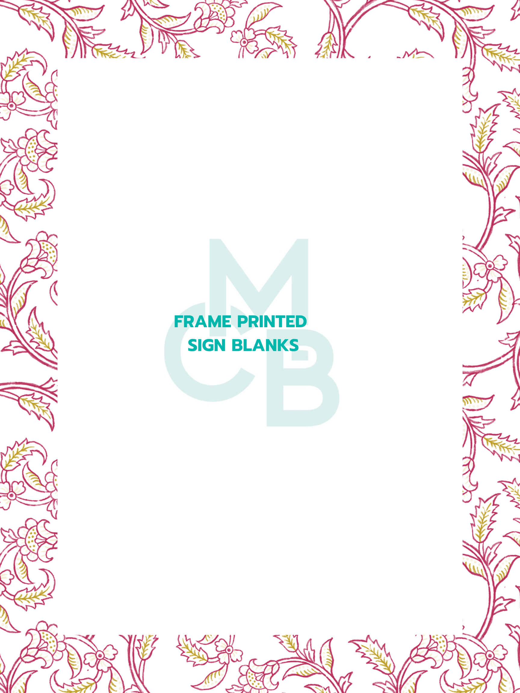 Frame Printed Acrylic Sign Blanks | Pink & Yellow Floral Lineart - Acrylic Blanks