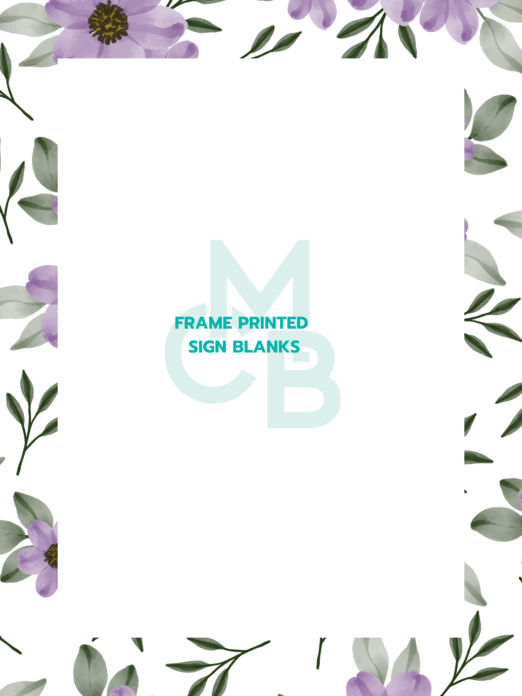 Frame Printed Acrylic Sign Blanks | Purple Floral 1 - Acrylic Blanks