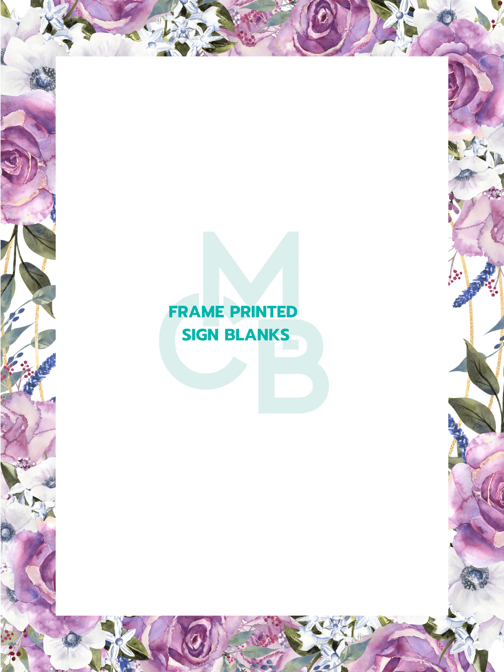 Frame Printed Acrylic Sign Blanks | Purple Floral 2 - Acrylic Blanks