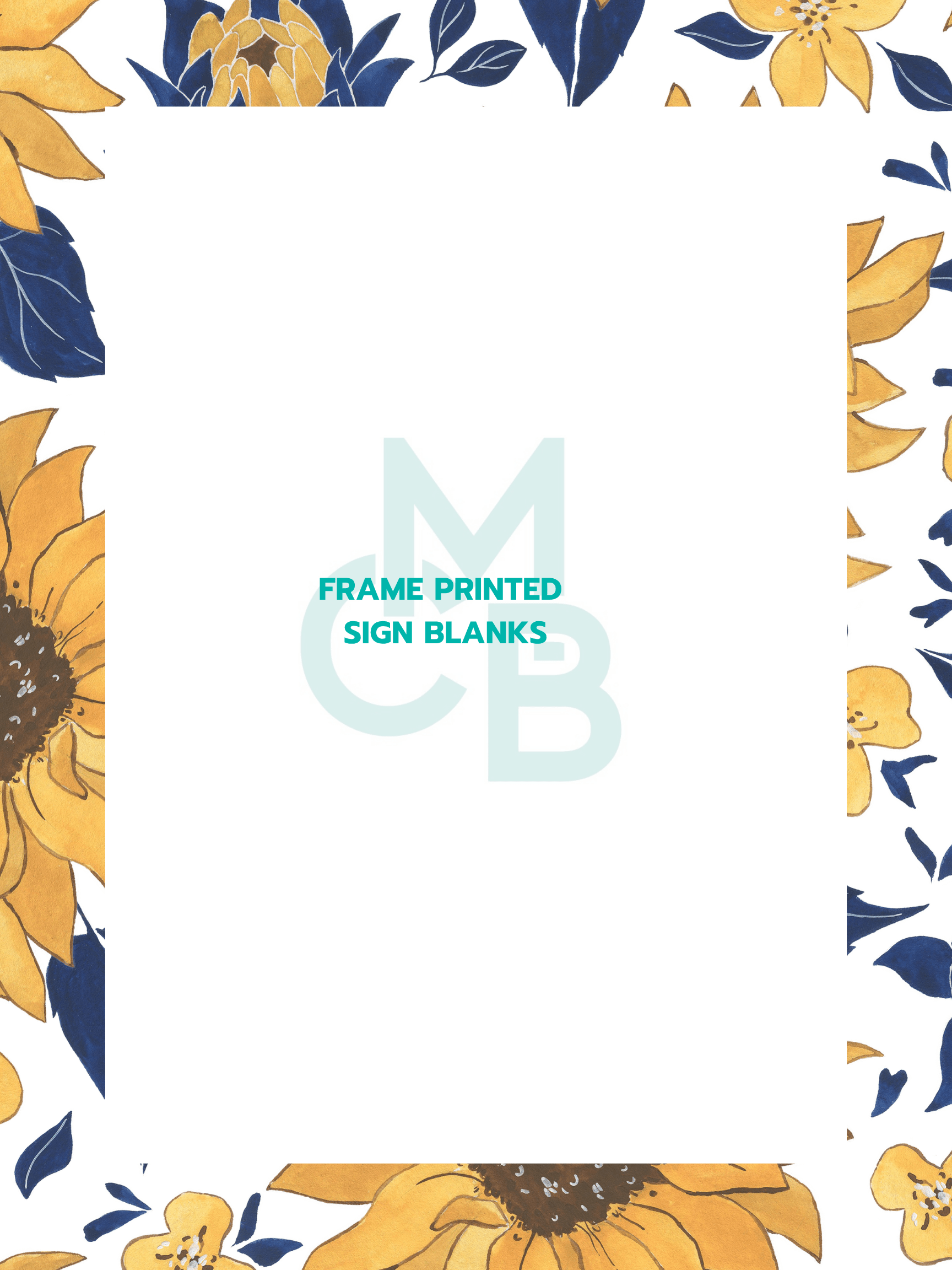 Frame Printed Acrylic Sign Blanks | Sunflowers & Blue Floral - Acrylic Blanks
