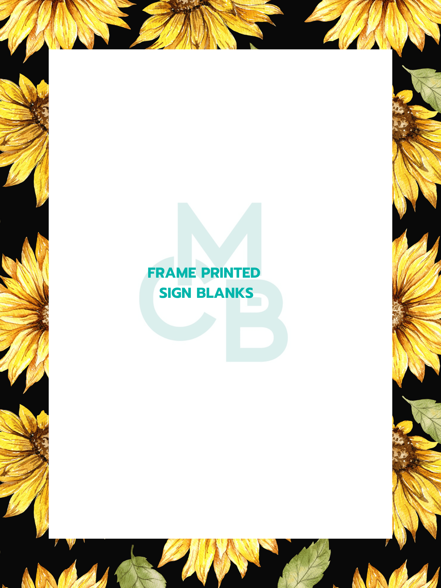 Frame Printed Acrylic Sign Blanks | Sunflowers on Black - Acrylic Blanks