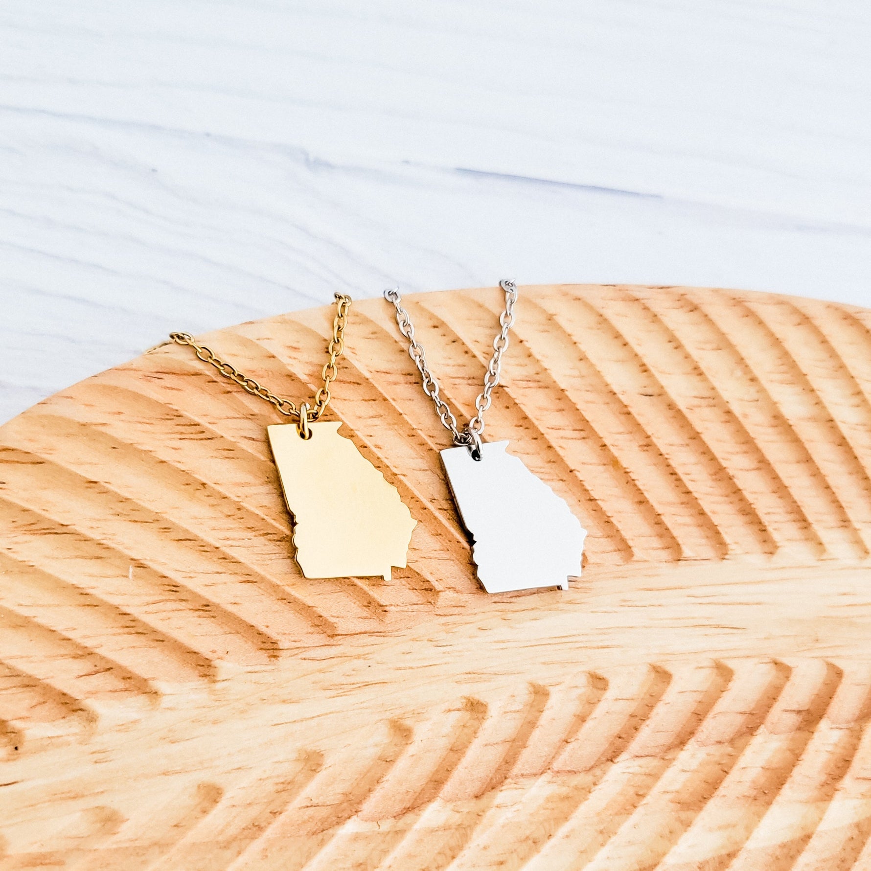 Georgia Pendant Necklace (Silver or Gold), 1 Total, Metal Blank 166 - 