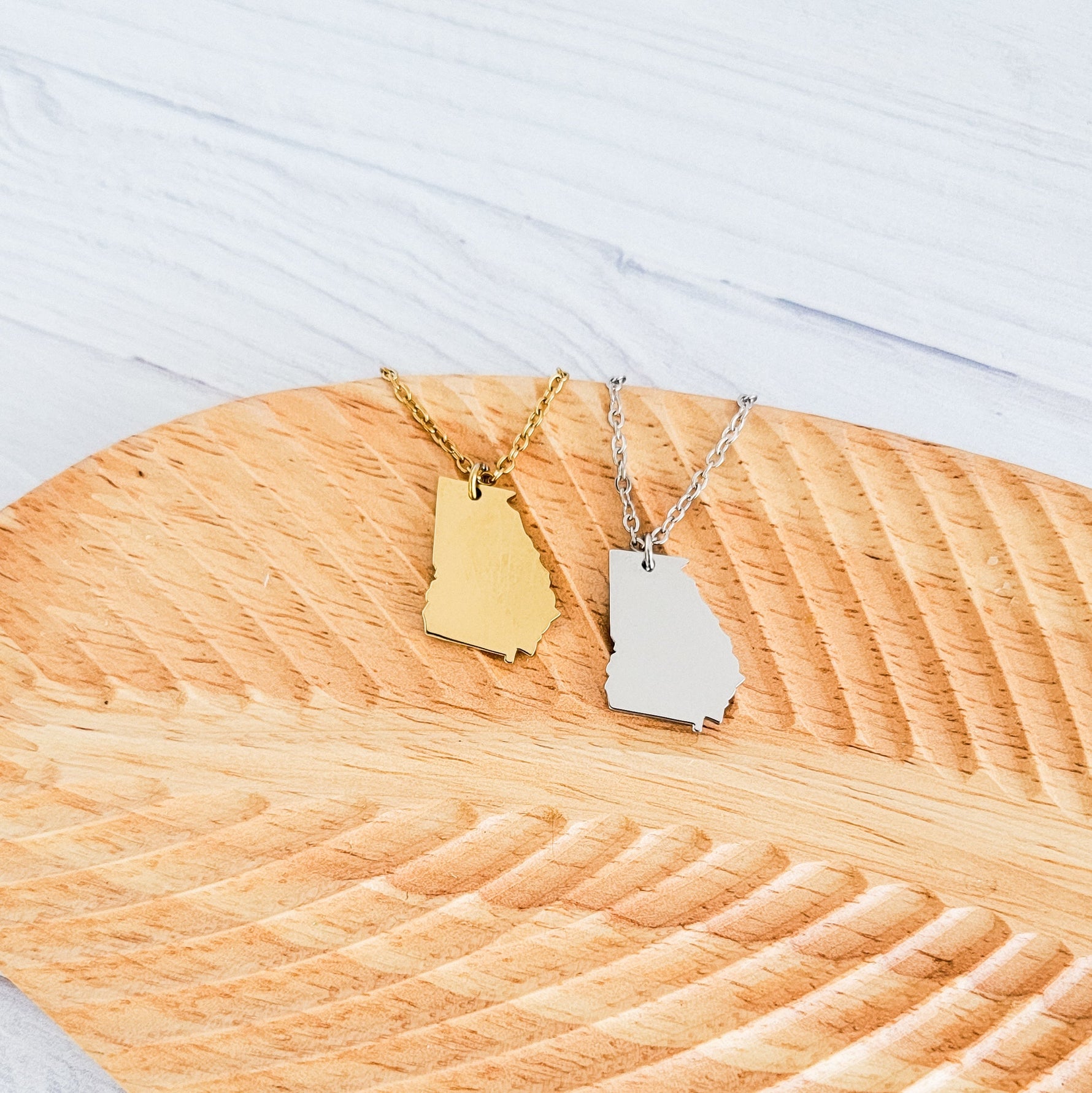 Georgia Pendant Necklace (Silver or Gold), 1 Total, Metal Blank 166 - 