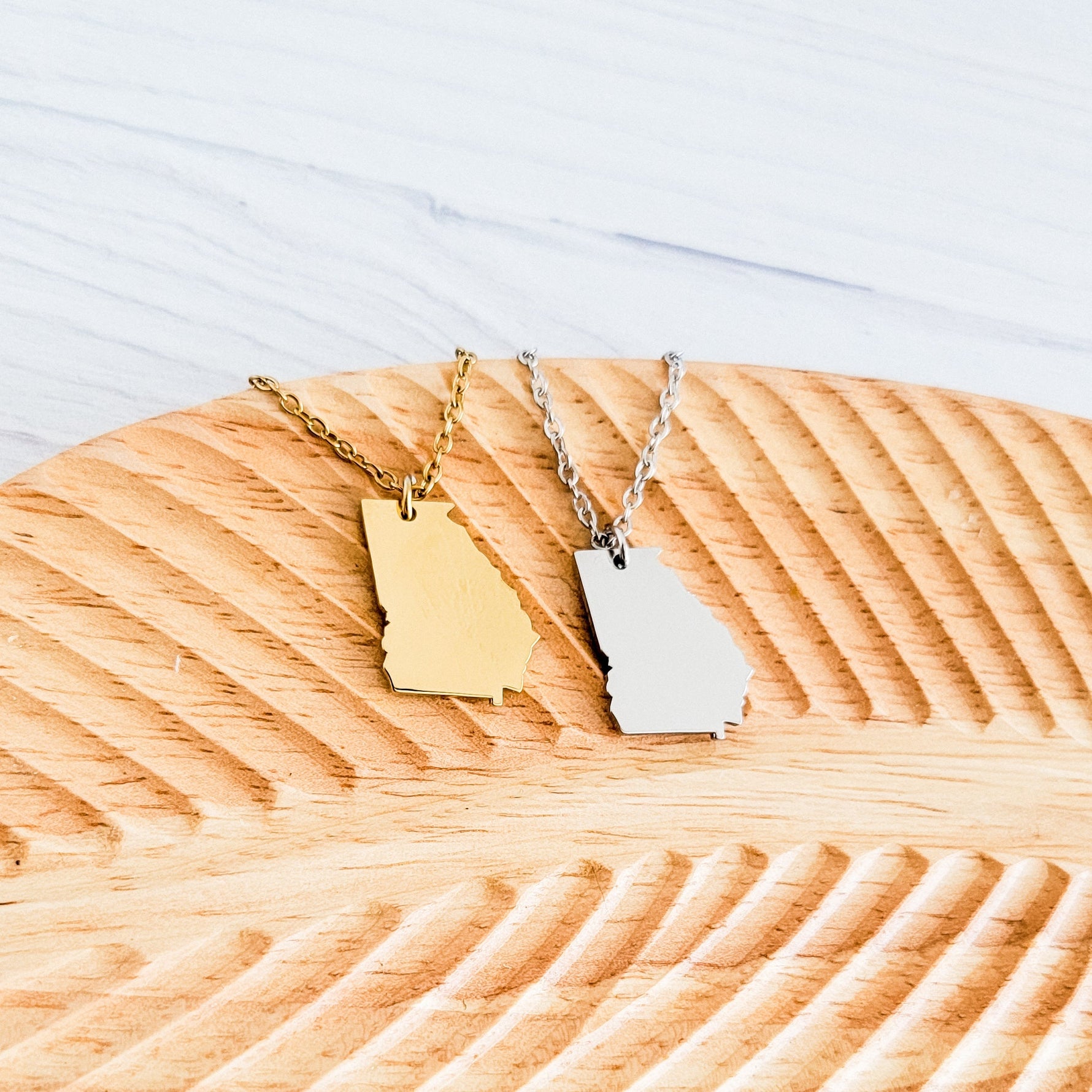 Georgia Pendant Necklace (Silver or Gold), 1 Total, Metal Blank 166 - 