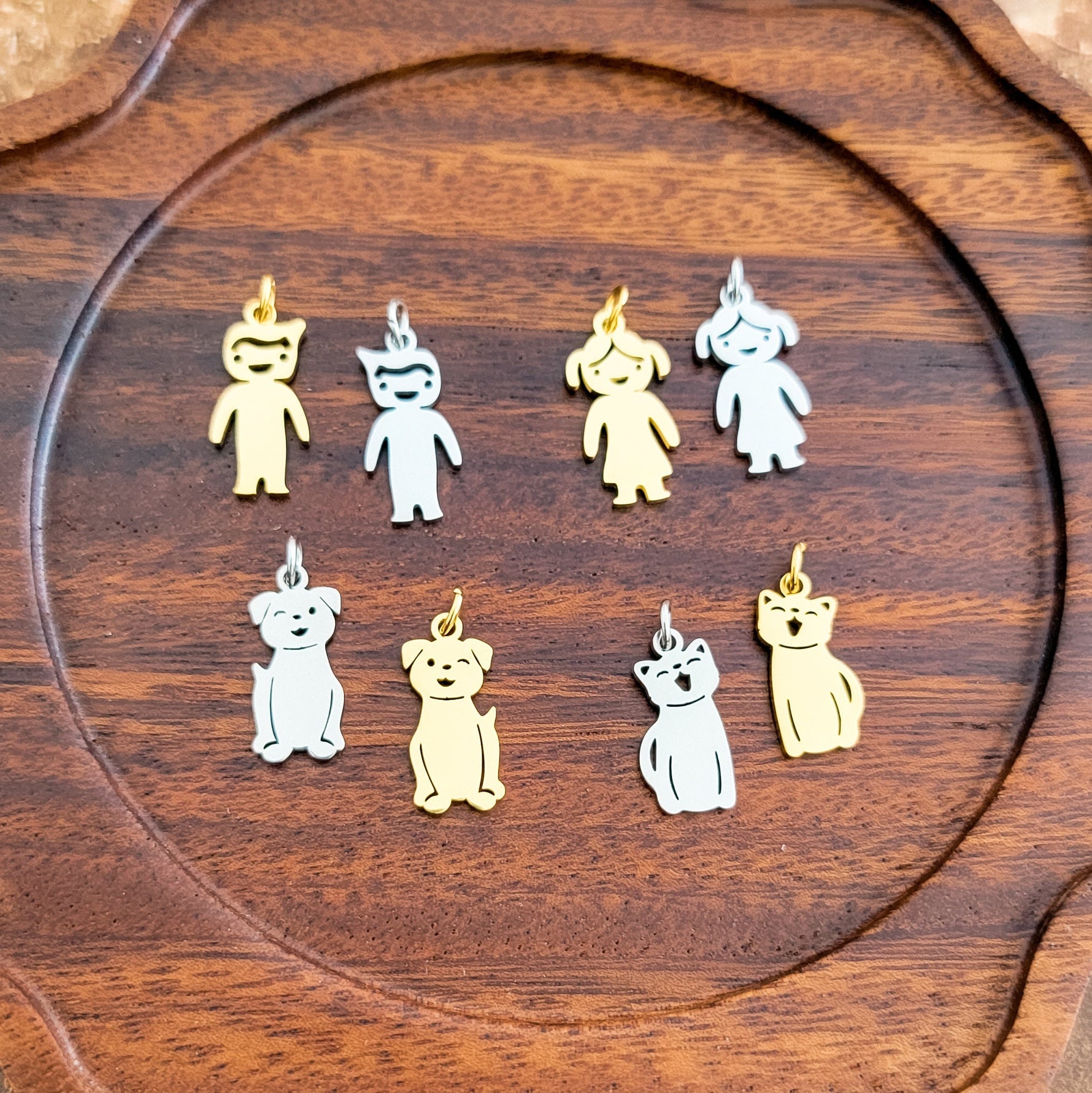 Girl Charms with Attached Jump Rings (Silver or Gold), 5 Total, Metal Blank 147 - 