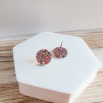 Glitter Rainbow Acrylic Circle Stud Earring (15mm), 10 Pieces, Acrylic Stud 33 - 
