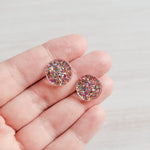 Glitter Rainbow Acrylic Circle Stud Earring (15mm), 10 Pieces, Acrylic Stud 33 - 