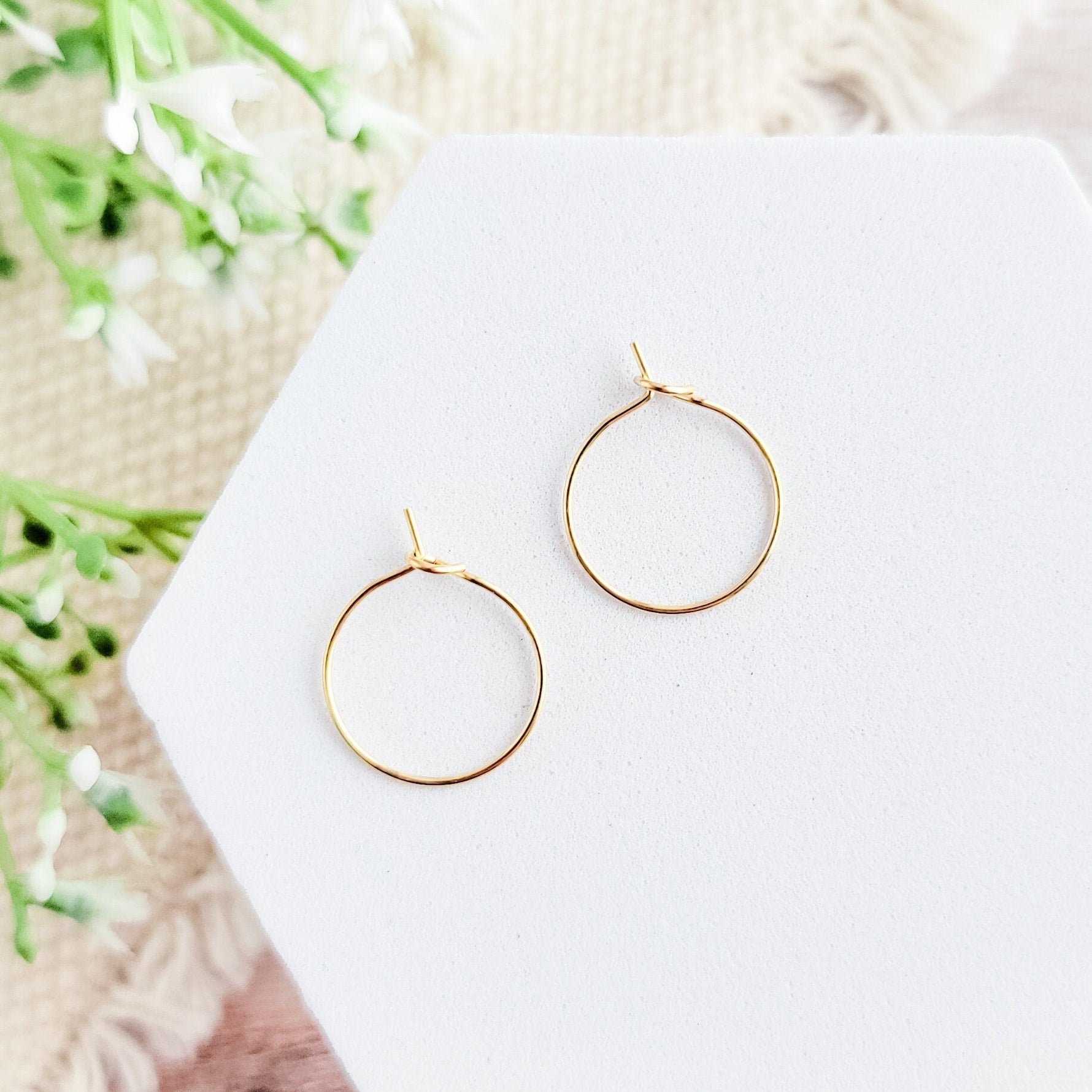 Gold 15mm Round Wine Hoop Stainless Steel Ear Wires, 10 Pieces, Hoop 16 - 