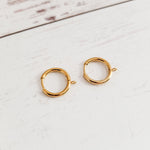 Gold 16mm Stainless Steel Huggie with Perpendicular Loop, 10 Pieces, Hoop 38 - 