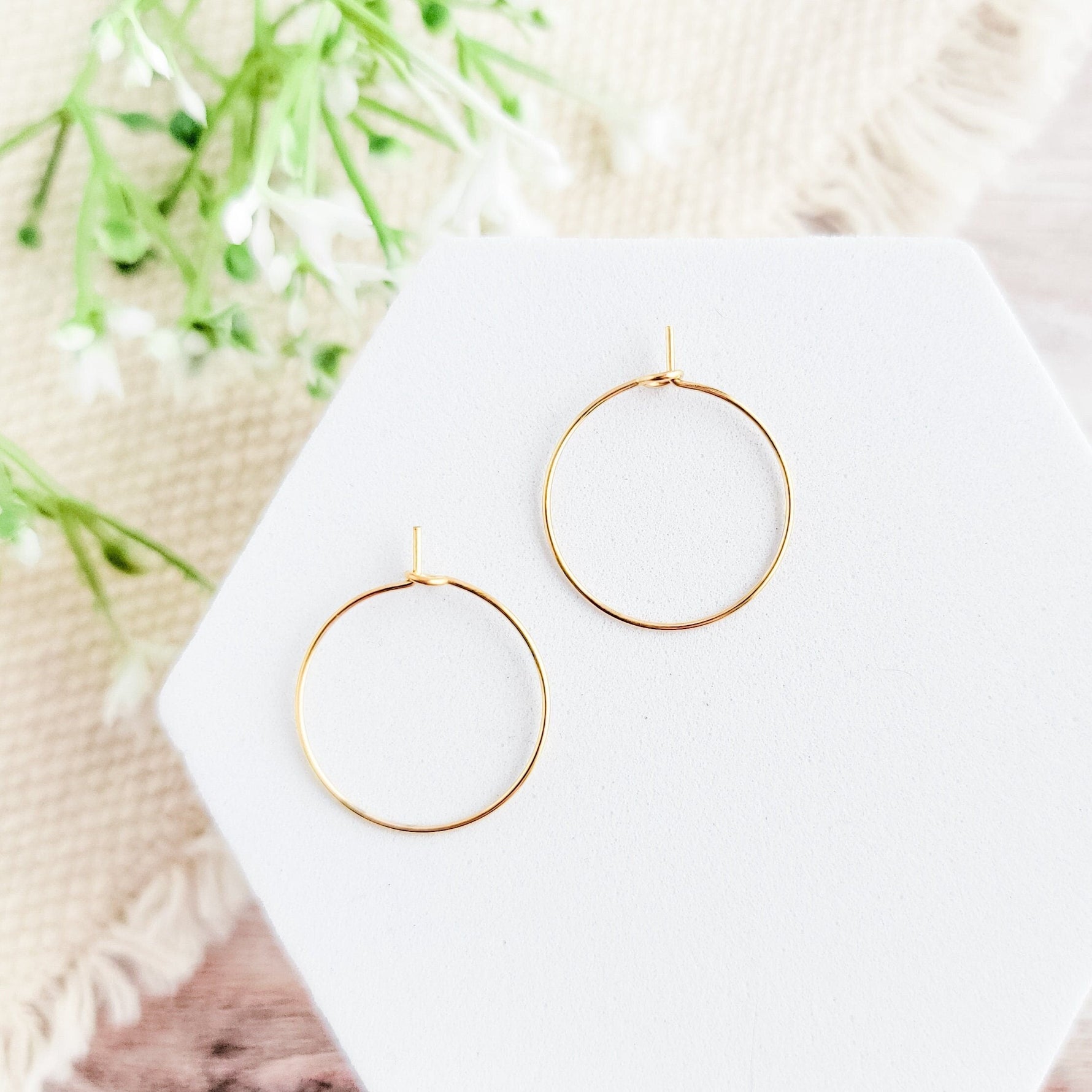 Gold 20mm Round Wine Hoop Stainless Steel Ear Wires, 10 Pieces, Hoop 20 - 