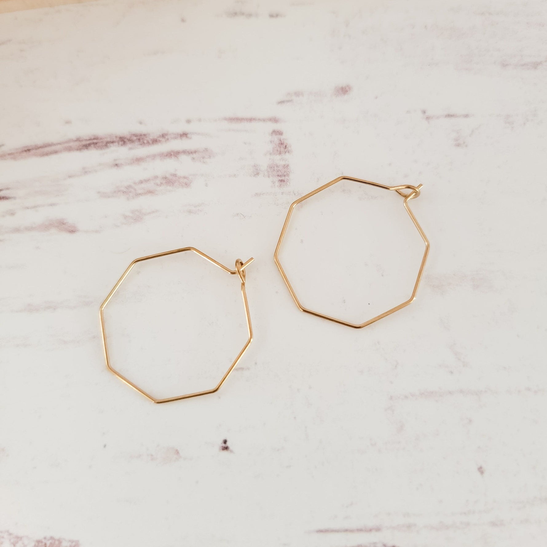 Gold 25mm Octagon Wine Hoop Stainless Steel Ear Wires, 10 Pieces, Hoop 46 - 