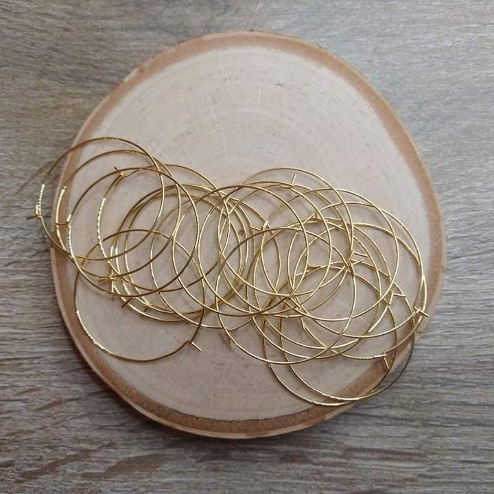 Gold 25mm Round Wine Hoop Stainless Steel Ear Wires, 10 Pieces, Hoop 24 - 