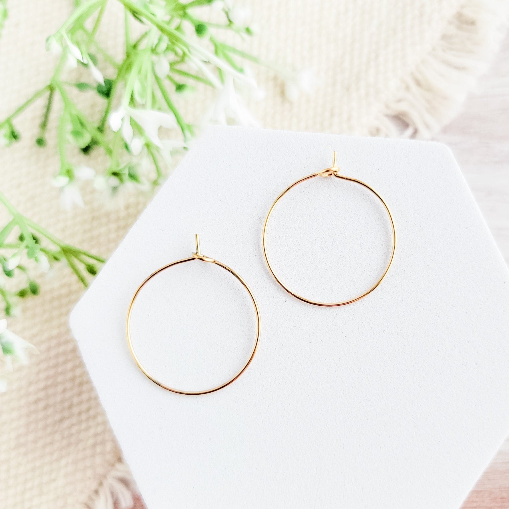 Gold 30mm Round Wine Hoop Stainless Steel Ear Wires, 10 Pieces, Hoop 28 - 