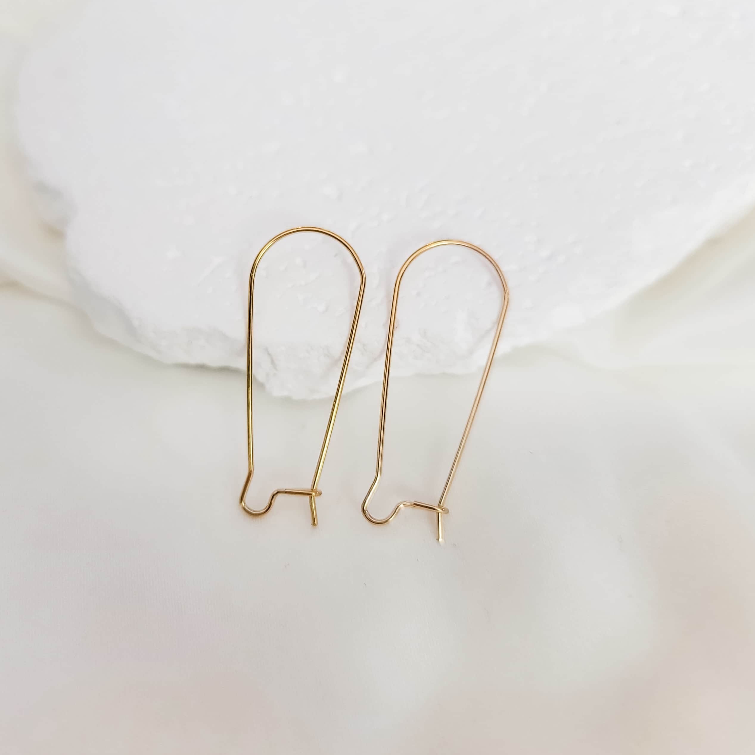 Gold 33mm Kidney Ear Wires, 20 Pieces, Earring Hook 24 - 