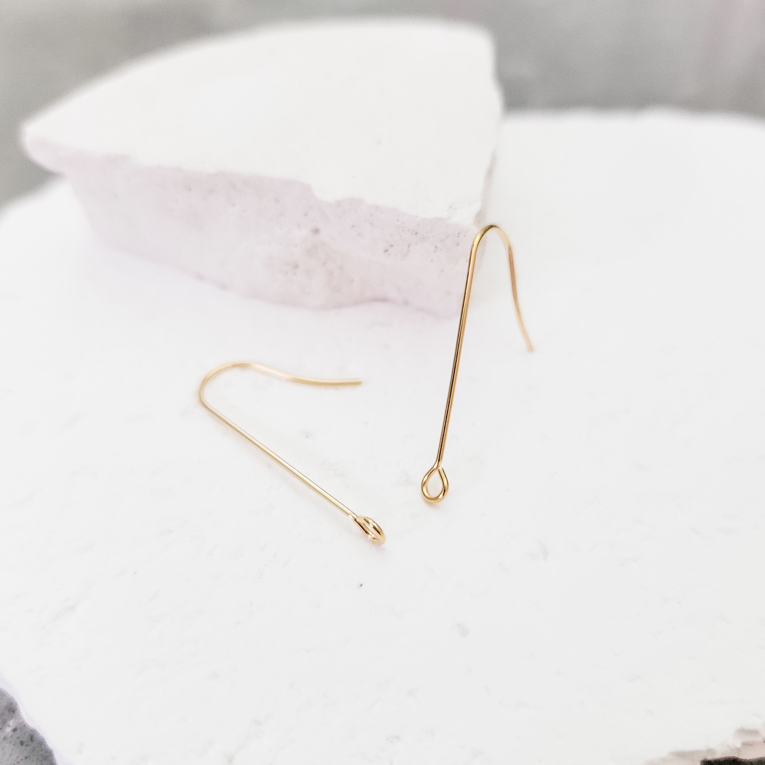 Gold 40mm Elongated Forward - Facing Stainless Steel Ear Wires 20 Pieces, Earring Hook 19 - 
