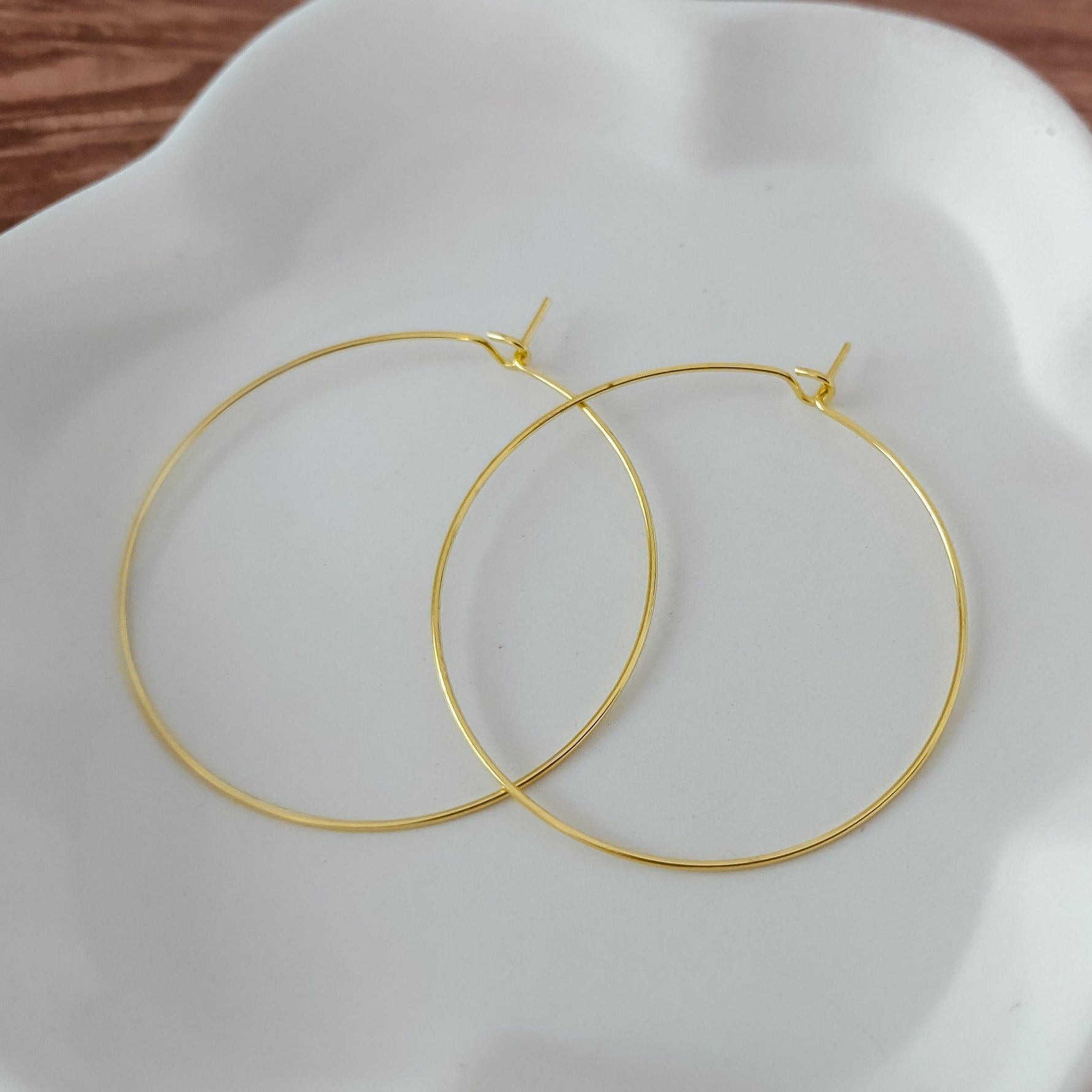 Gold 40mm Round Wine Hoop Stainless Steel Ear Wires, 10 Pieces, Hoop 32 - 