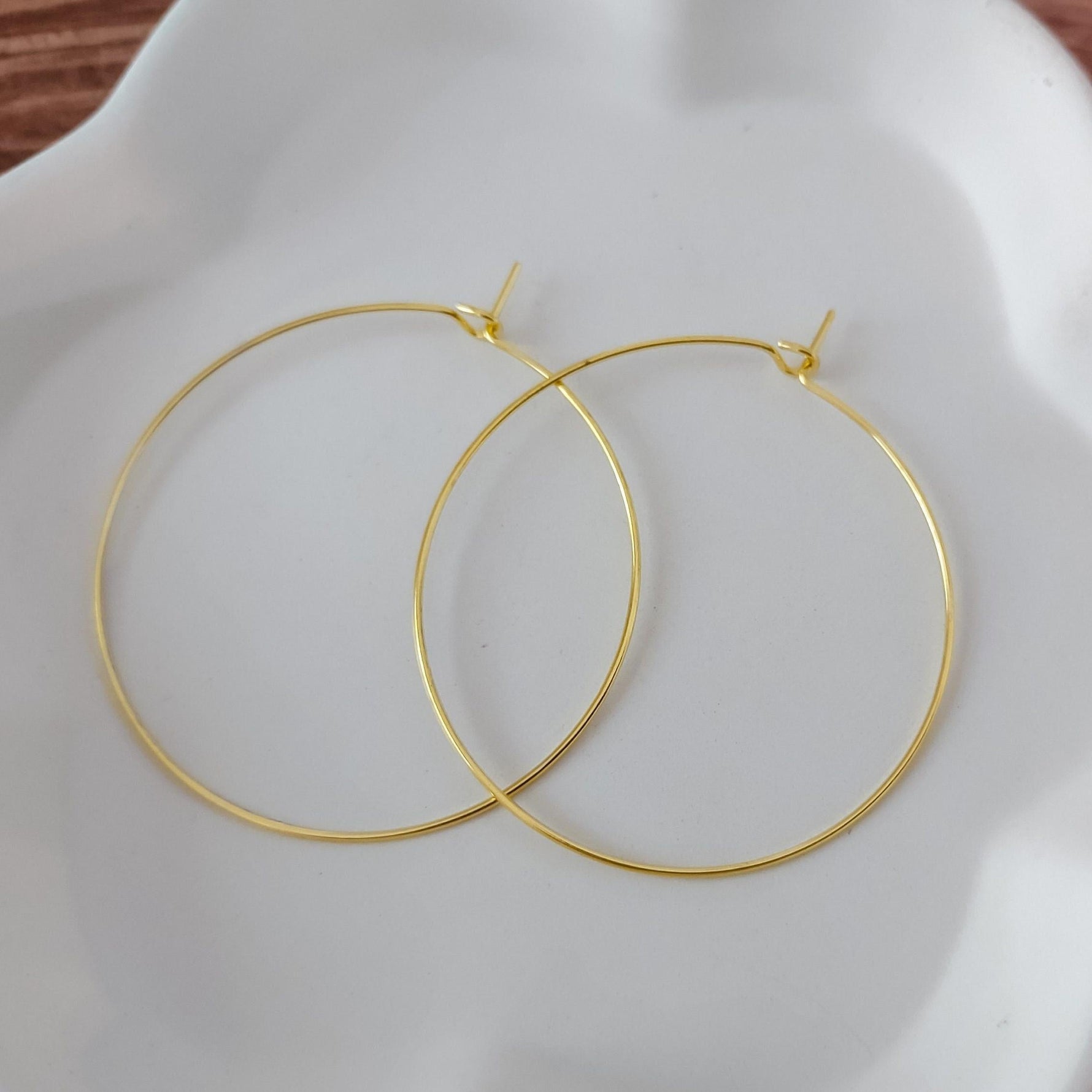 Gold 45mm Round Wine Hoop Stainless Steel Ear Wires, 10 Pieces, Hoop 34 - 