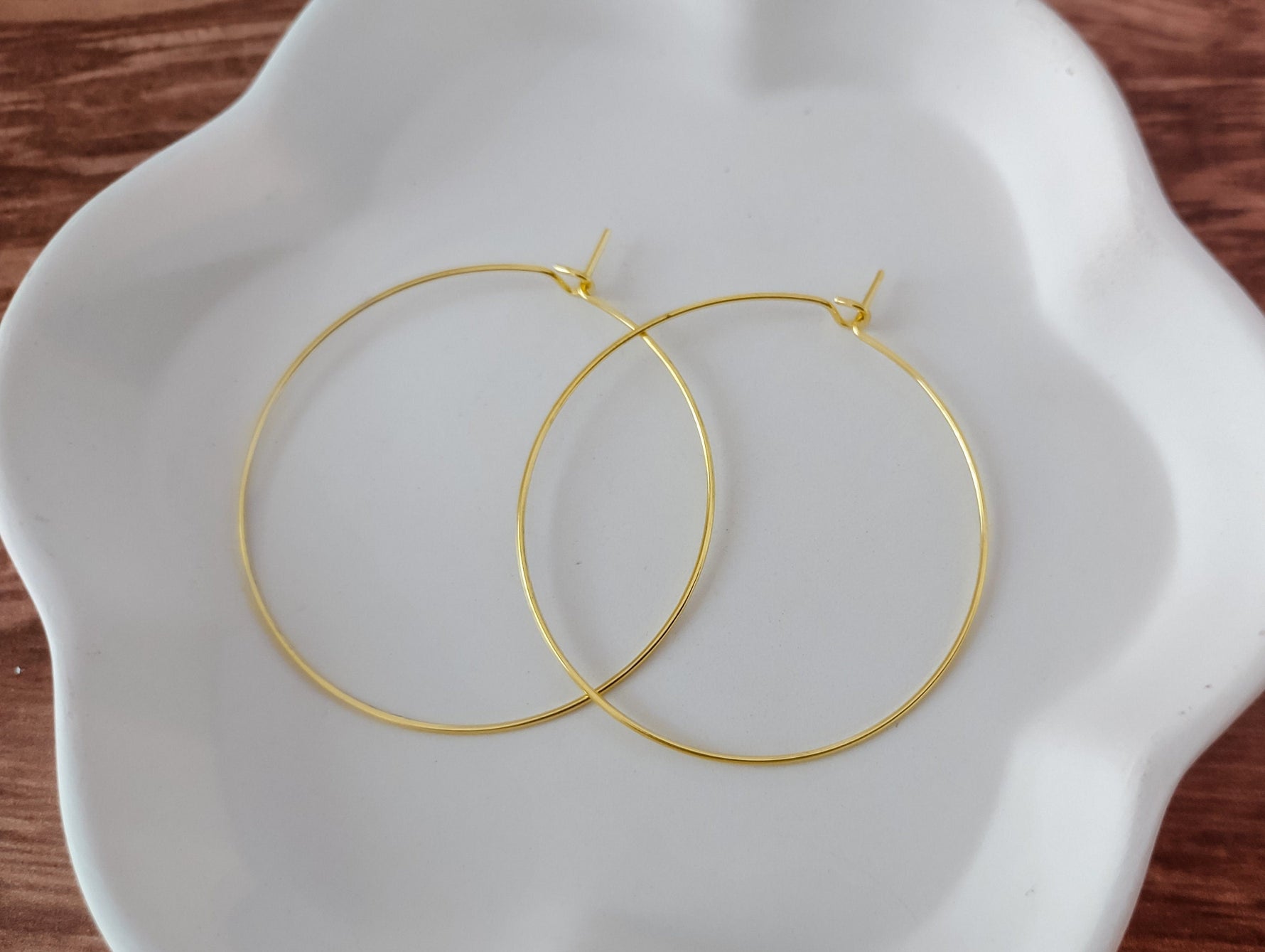 Gold 50mm Round Wine Hoop Stainless Steel Ear Wires, 10 Pieces, Hoop 36 - 