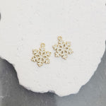 Gold and White Snowflake Enamel and Alloy Pendant Charm, 10 Pieces, Charm 22 - 