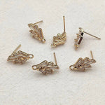 Gold Art Deco Style Cubic Zirconia Studs with Loops, 10 Pieces, Stud 31 - 