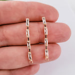 Gold Baguette Cubic Zirconia Cascade Studs with Loops (CZ), 10 Pieces, Stud 69 - 